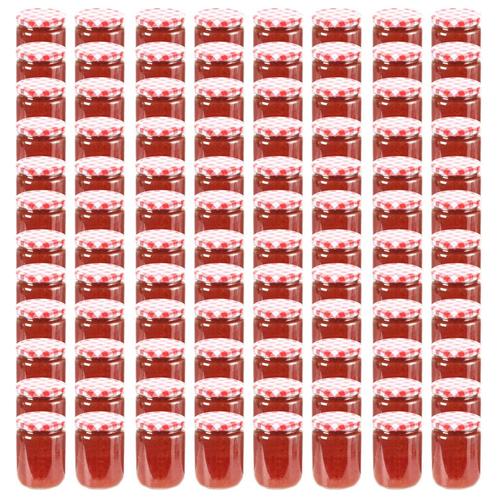 vidaXL Jampotten met wit met rode deksels 96 st 230 ml glas, Maison & Meubles, Cuisine | Casseroles & Poêles, Envoi