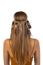 Hoofdband Veren Bruin Beige Ibiza Hippie Indiaan Haarband Ve, Kleding | Dames, Ophalen of Verzenden, Nieuw