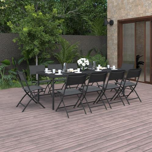 vidaXL Mobilier de salle à manger dextérieur 11 pcs, Jardin & Terrasse, Ensembles de jardin, Neuf, Envoi