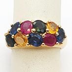 Ring - 18 karaat Geel goud - 0.80ct. tw. Robijn - Tanzaniet, Nieuw