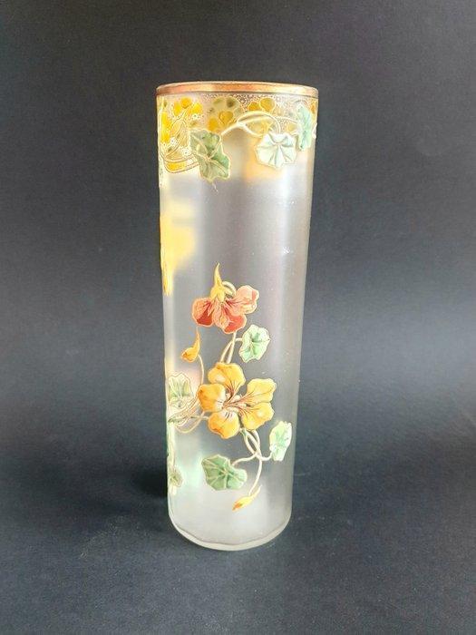 François-Théodore Legras - Vaas - Geraniumbloemen - Grote, Antiquités & Art, Antiquités | Verre & Cristal