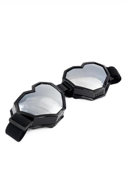 Goggles Hartjes Skibril Bril Zwart Montuur Zilveren Spiegelg, Kleding | Heren, Carnavalskleding en Feestkleding, Nieuw, Ophalen of Verzenden