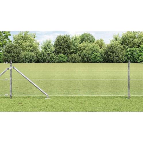 vidaXL Hek met Palen Zilver 0.6 x 100 m Staal, Tuin en Terras, Tuinhekken en Hekwerk, Nieuw, Verzenden