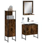vidaXL 3-delige Badkamermeubelset bewerkt hout gerookt, Verzenden, Nieuw