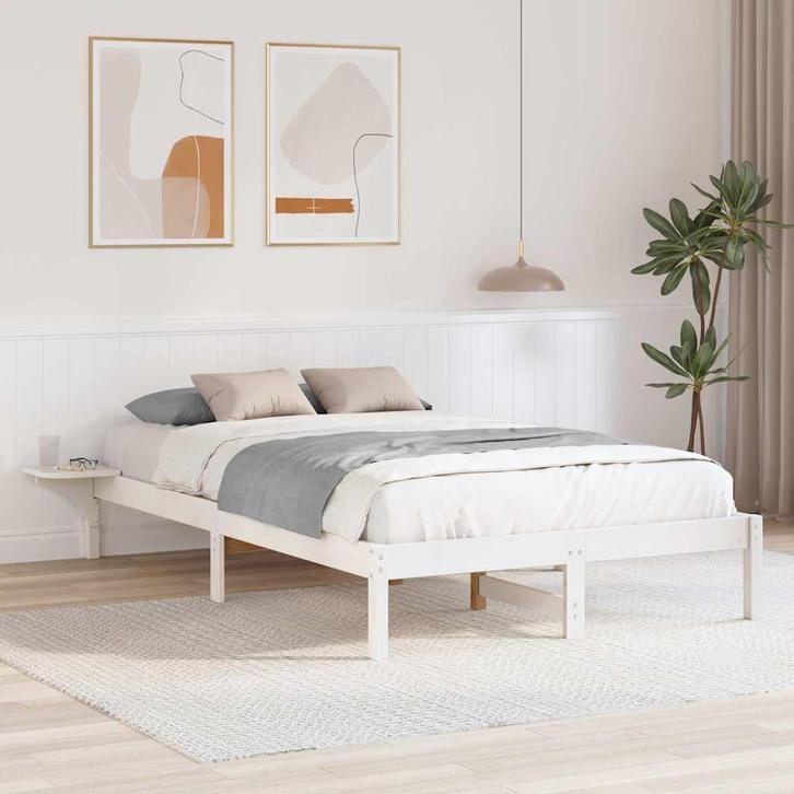 vidaXL Bedframe Wit 120 x 190 cm Massief grenenhout, Maison & Meubles, Chambre à coucher | Lits, Envoi