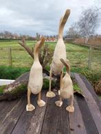 Beeld, set of 3 handmade wooden ducks - 60 cm - Hout, Antiek en Kunst