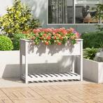 vidaXL Plantenbak met schap 111,5x54x81 cm massief, Tuin en Terras, Verzenden, Nieuw