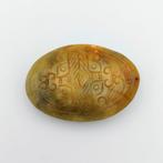 Oud-Tibetaans / Nepalees Banded Agate XL gesneden kraal, Antiek en Kunst