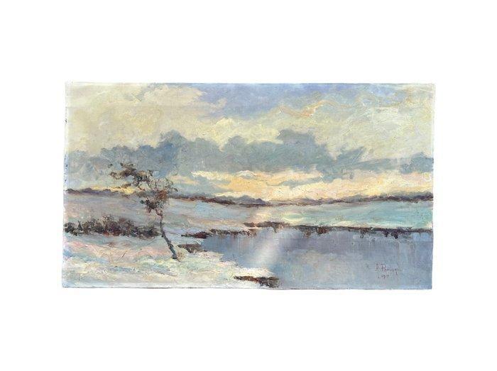 Alfredo Pariani (1876-1931) - Winterliche Landschaft am See, Antiquités & Art, Art | Peinture | Classique