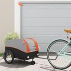 vidaXL Fietstrailer 45 kg ijzer zwart en oranje, Fietsen en Brommers, Fietsaccessoires | Aanhangwagens en Karren, Verzenden, Nieuw