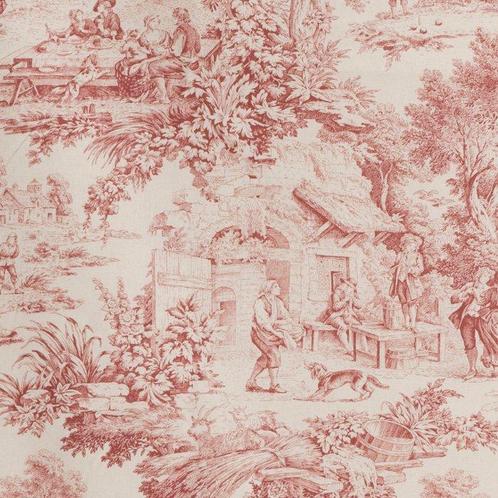 Toile de Jouy Bordeaux - Meubelstof - 250 cm - 280 cm, Antiek en Kunst, Antiek | Tapijten, Tafelkleden en Textiel