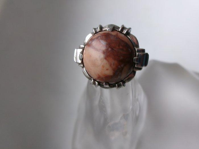 Zilver, Jasper - Ring - Art Deco, Antiek en Kunst, Kunst | Designobjecten