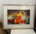 Salvatore Fiume (1915-1997) - Odalisca dalle calze rosse, Antiek en Kunst