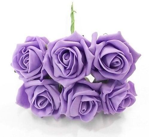 Foamroos Princess Kleurvast Lila 6 cm Bundel 6 stuks, Maison & Meubles, Accessoires pour la Maison | Plantes & Fleurs artificielles