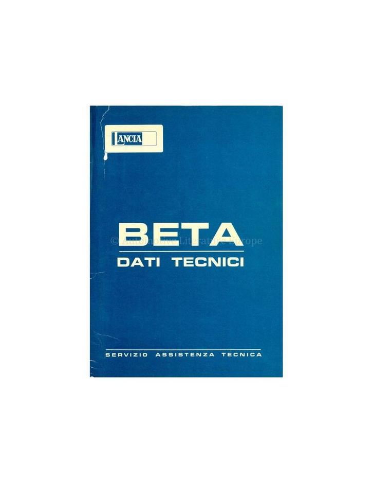 1972 LANCIA BETA TECHNISCHE GEGEVENS ITALIAANS, Auto diversen, Handleidingen en Instructieboekjes
