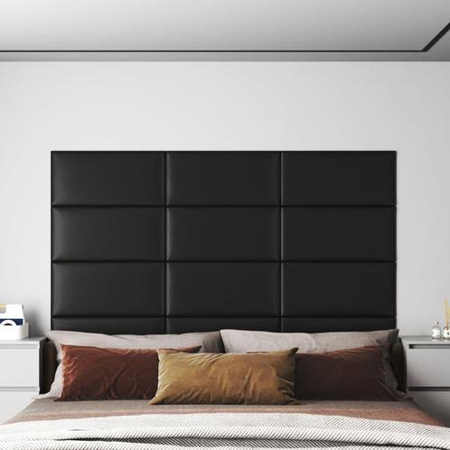 vidaXL Wandpanelen 12 st 2,16 m² 60x30 cm kunstleer zwart, Doe-het-zelf en Bouw, Platen en Panelen, Nieuw, Verzenden