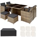tectake Wicker zitgroep Manhattan 4+4+1 met aluminium frame, Tuin en Terras, Tuinsets en Loungesets, Verzenden, Nieuw