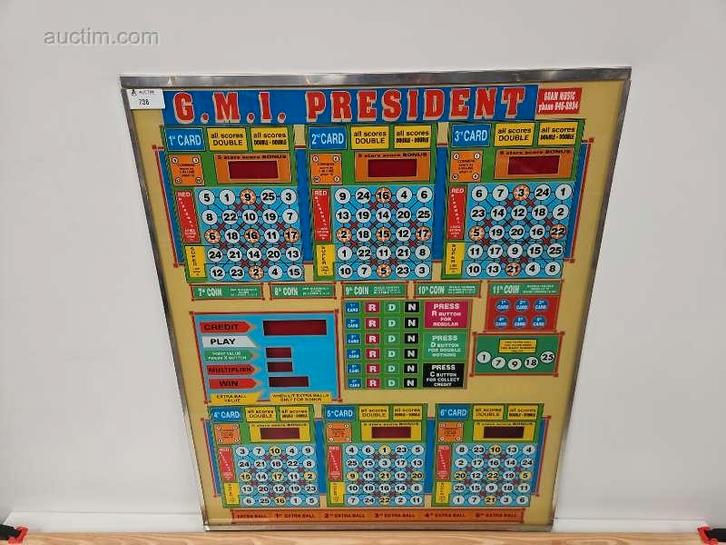 Frontplaat bingo/gokautomaat Wimi G.M.I President, Diversen, Overige Diversen, Ophalen