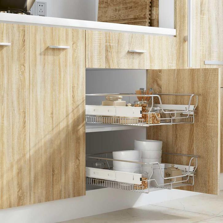 vidaXL Draadmanden uittrekbaar 2 st 500 mm zilverkleurig, Huis en Inrichting, Keuken | Keukenbenodigdheden, Nieuw, Verzenden