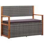 vidaXL Opbergbankje 115 cm poly rattan en massief acaciahout, Tuin en Terras, Verzenden, Nieuw