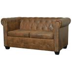 vidaXL Tweezitsbank Chesterfield-stijl kunstleer bruin, Verzenden, Nieuw