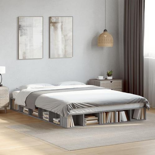 vidaXL Bedframe bewerkt hout grijs sonoma eikenkleurig, Huis en Inrichting, Slaapkamer | Bedden, Nieuw, Verzenden