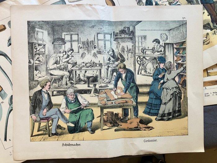 Schreiber - 12 große Chromotafeln mit Darstellungen aus dem, Antiquités & Art, Antiquités | Livres & Manuscrits