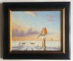 Ruud Verkerk - Sneeuwlandschap met Roodborstje., Antiek en Kunst