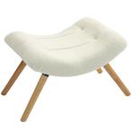 Moderne Voetenbank Met Fleece Hoes En Houten Poten, Gestoffe, Verzenden, Nieuw