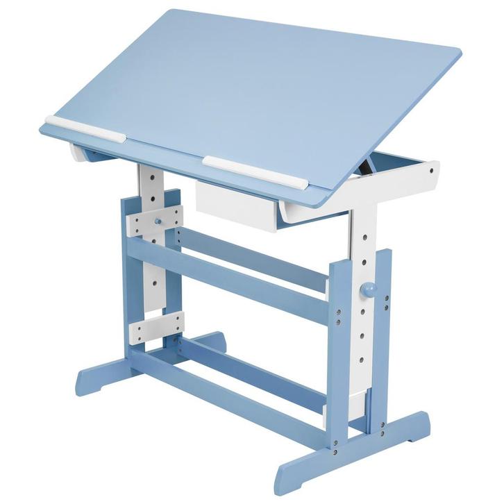 tectake Bureau in hoogte verstelbaar 109x55x63-94cm - blauw, Huis en Inrichting, Bureaus, Verzenden