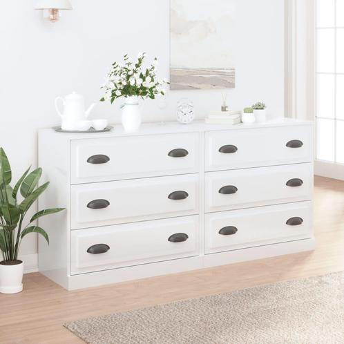 vidaXL Dressoirs 2 st bewerkt hout hoogglans wit, Huis en Inrichting, Kasten | Dressoirs, Nieuw, Verzenden