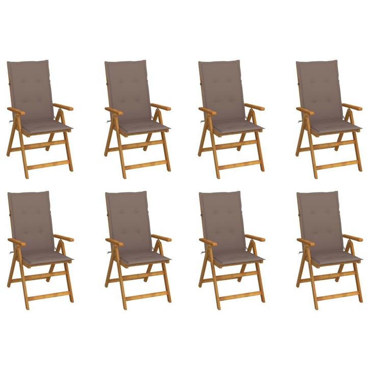 vidaXL Tuinstoelen 8 st inklapbaar met kussens massief, Tuin en Terras, Tuinstoelen, Nieuw, Verzenden