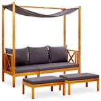 vidaXL Tuinbank met luifel en voetenbanken massief, Tuin en Terras, Tuinsets en Loungesets, Verzenden, Nieuw