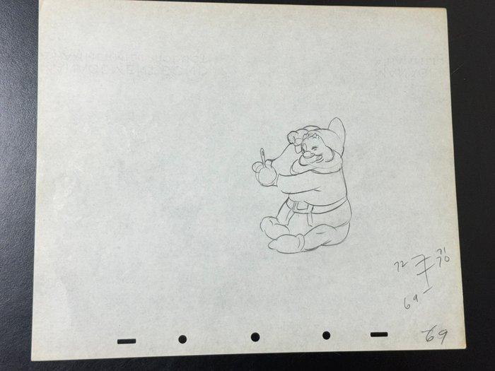 Walt Disney - Animatie tekening van Happy (1937) - Snow, Verzamelen, Disney