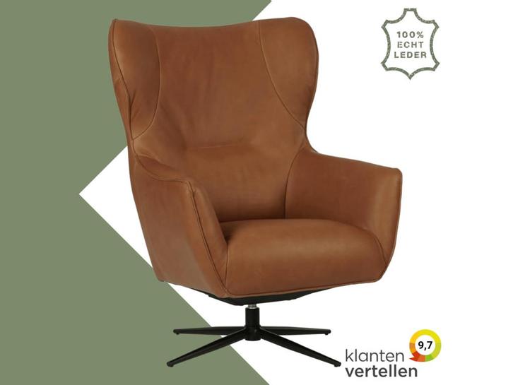 Leren draaifauteuil Leaf, Huis en Inrichting, Fauteuils, 75 tot 100 cm, 75 tot 100 cm, Nieuw, Leer, Ophalen of Verzenden