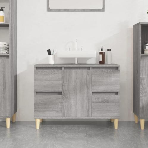 vidaXL Wastafelkast 80x33x60 cm bewerkt hout grijs sonoma, Huis en Inrichting, Tafels | Kaptafels, Nieuw, Verzenden