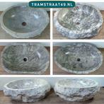 Marmeren lavabo | wit / grijze waskom | natuursteen wasbak