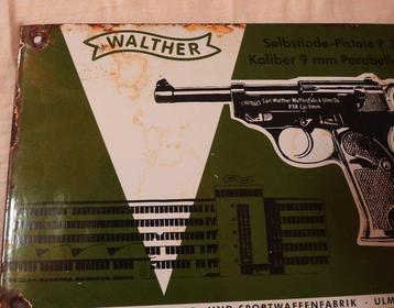 Emailleschild Walther Selbstlade Pistole P38 Kaliber 9mm beschikbaar voor biedingen