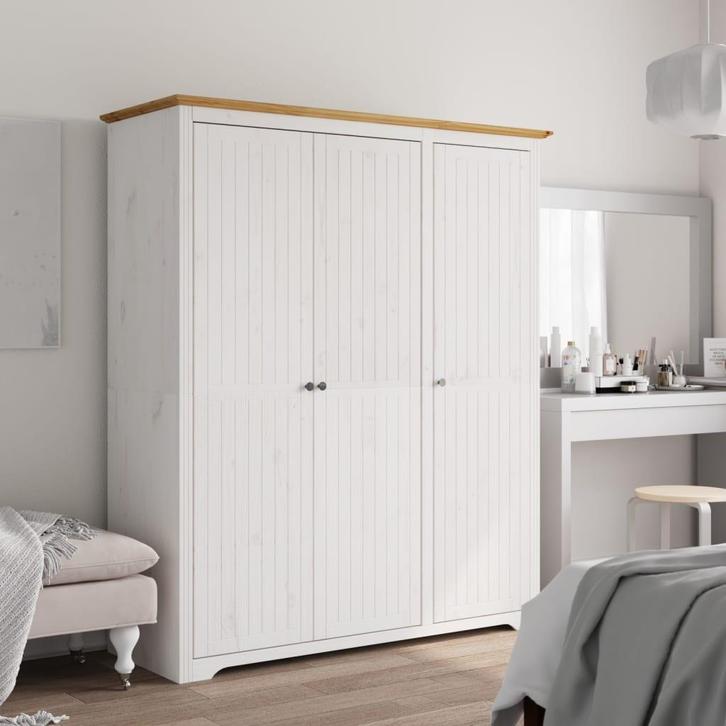 vidaXL Kledingkast BODO 146x53,5x173 cm massief grenenhout, Huis en Inrichting, Kasten | Kleerkasten, Nieuw, Verzenden