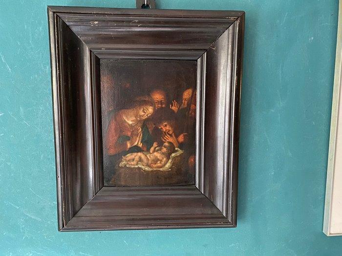 Hollandse School (XVII-XVIII) - Aanbidding van het kind, Antiek en Kunst, Kunst | Schilderijen | Klassiek