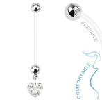 Fako Bijoux® - Zwangerschapspiercing - Hart - Wit, Bijoux, Sacs & Beauté, Piercings, Verzenden