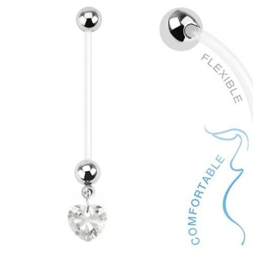 Fako Bijoux® - Zwangerschapspiercing - Hart - Wit, Handtassen en Accessoires, Piercings, Verzenden