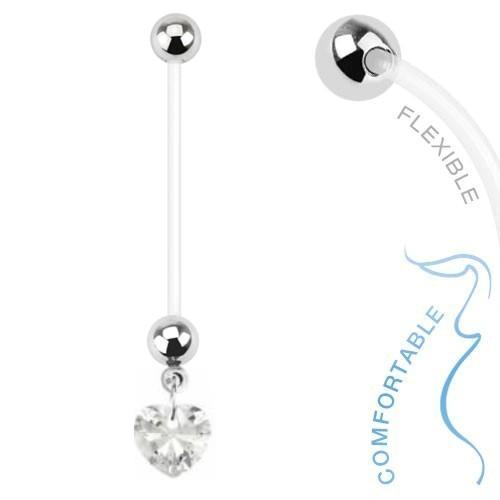 Fako Bijoux - Zwangerschapspiercing - Hart - Wit, Handtassen en Accessoires, Piercings, Verzenden