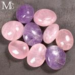 Set van Chevron Amethyst en Rose Quartz handstenen –