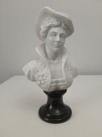 sculptuur, Elegant Neo-Renaissance Female Bust – Hand-Carved
