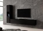 Wandmeubel zwart mat Set van 2 TV-Meubel industrieel, Huis en Inrichting, Verzenden, Nieuw, 25 tot 50 cm, 150 tot 200 cm