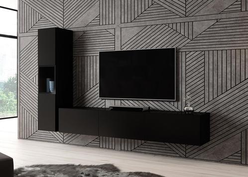 Wandmeubel zwart mat Set van 2 TV-Meubel industrieel, Huis en Inrichting, Kasten | Wandmeubels, 25 tot 50 cm, Nieuw, 150 tot 200 cm