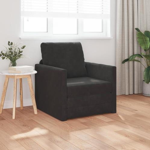 vidaXL Vloersofa Bed 2-in-1 Zwart 74x77x81 cm Velvet, Huis en Inrichting, Zetels | Zetels, Nieuw, Verzenden