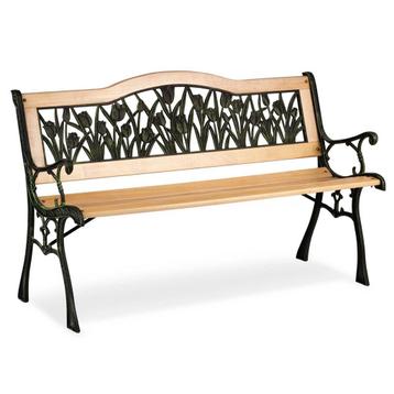 Tuinbank - 123,5 x 74 x 48 cm  - houten parkbank beschikbaar voor biedingen