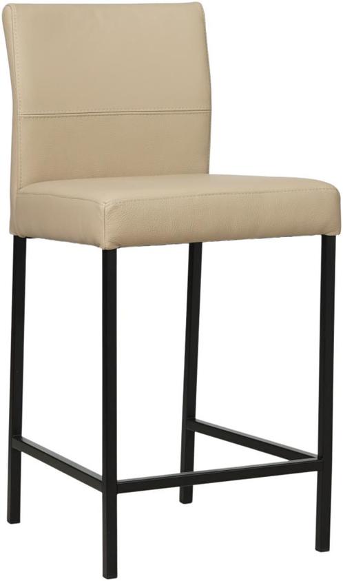 Taupe leren moderne barkruk - poot vierkant zwart - Toledo, Huis en Inrichting, Barkrukken, 90 cm of meer, Met voetsteun, 1 kruk